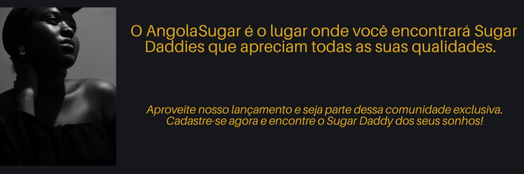 Imagem de uma mulher com textos sobre o site angola sugar relacionamento de alto nível